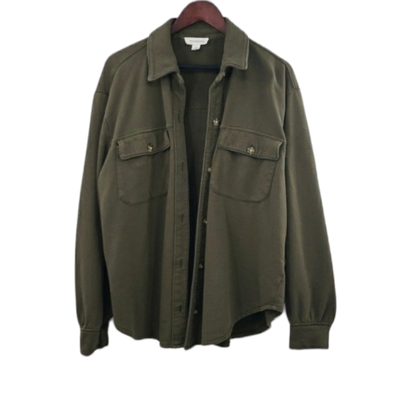 Treasure & Bond Dark Green Button Down Shacket - Picture 1 of 9